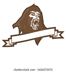 wild animal logo template ,angry wild monster ,ready to fight ,screaming, manly and strong,with brown color