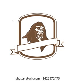 wild animal logo template ,angry wild monster ,ready to fight ,screaming, manly and strong,with brown color