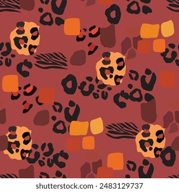 Wild animal mix seamless pattern. Abstract background. Textile design. Vector fashion illustration.