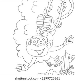 Wild animal monkey coloring pages for kids