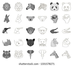 Wild animal monochrome,outline icons in set collection for design. Mammal and bird vector symbol stock web illustration.