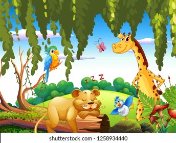 Wild animal in the nature illustration