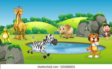WIld animal in nature illustration