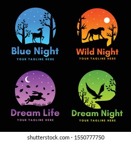 wild animal in the night logo