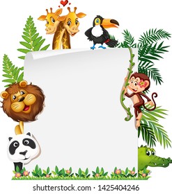 Wild animal on note template illustration