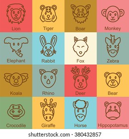 wild animal outline design, vector infographic elements