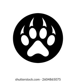Wild animal paw print icon silhouette vector flat illustration design. Animal track print.