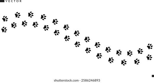 Wild animal paw prints. Sumatran tiger paw prints vector illustration. Animal track  