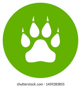 Wild animal paw vector button isolated on white background