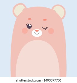 
Wild animal pink bear breeding pet smiling facing front with happy feeling perfect for children illustration