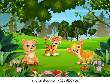 Wild animal playing in the jungle