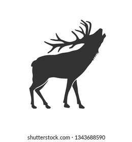 wild animal reindeer drawn silhouette illustration design
