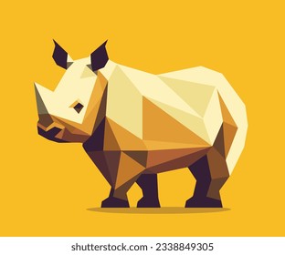 Wild Animal Rhino in the style of low polygon isolated on colored background