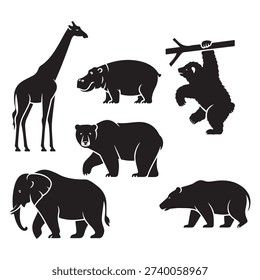Wild Animal Silhouettes Vector Set