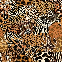 Wild Animal Skins Patchwork Wallpaper Abstract Vector Seamless Pattern 