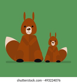 Wild animal squirrel. Isolated vector illustration of a flat