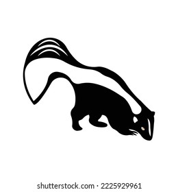 Wild animal striped skunks icon | Black Vector illustration |