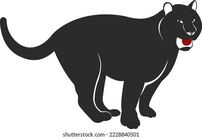 Wild animal tiger. Black and white silhouette of an animal. Vector illustration.