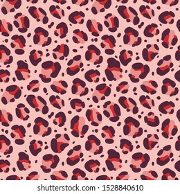 Wild animal vector backdrop. Pink leopard texture for textile. Leopard seamless pattern stock vector illustration. 