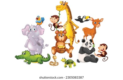 wild animal vector illustration, animals character, animal illustration