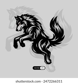 wild animal wolf logo mascott silhouette vector 