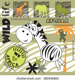 wild animals in Africa vector illustration