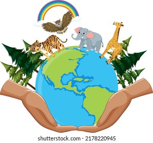 Wild animals around the world illustration