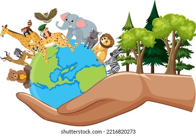 Wild animals around the world illustration