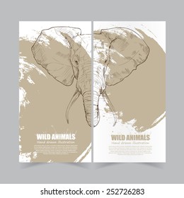 Wild animals banners. drawing vector.