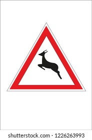 wild animals can emerge,attention,bus,car,cartoon,circle,city,crossing,danger,drawn,driver,driving,highway,icon,illustration,interstate,isolated,kid,light,pedestrian,plate,red,right,road,rule,safety,s