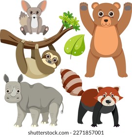 Wild Animals Cartoon Collection illustration