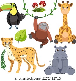 Wild Animals Cartoon Collection illustration