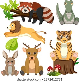 Wild Animals Cartoon Collection illustration