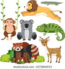 Wild Animals Cartoon Collection illustration