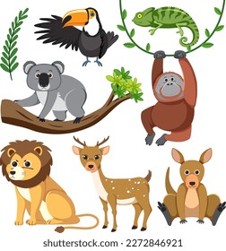 Wild Animals Cartoon Collection illustration