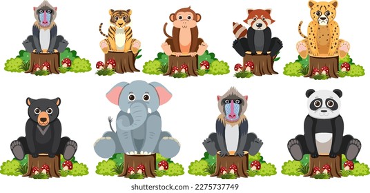 Wild Animals Cartoon Collection illustration