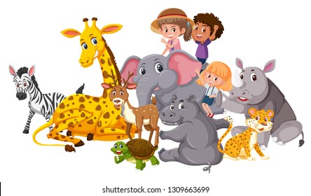 Wild Animals Children Illustration Stock Vector (Royalty Free) 1309663699