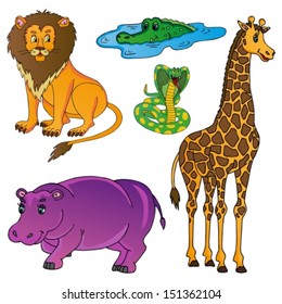 Wild animals collection 01 - vector illustration.