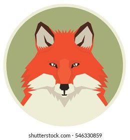 Wild animals collection Head of Red Fox Geometric style icon round