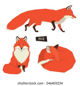 Wildtiersammlung Sitting Red Foxes Geometrischer Stil