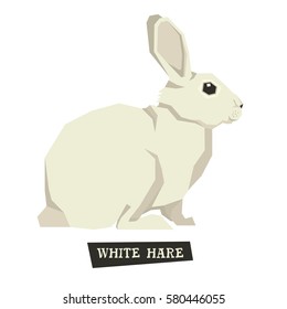 Wild animals collection White hare Geometric style set