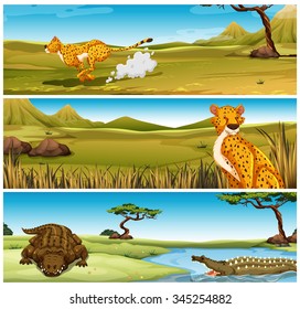 Wild animals in the field illustration