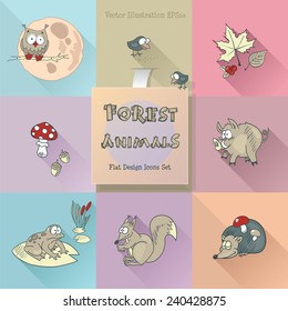 Wild animals flat icons. Vector illustration EPS10