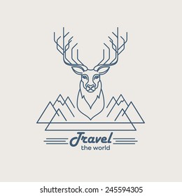 Wild animals. Flat line illustration