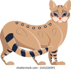 саt wild animals forest ocelot Cute leopard baby on white background. Vector illustration of wild animal in childish cartoon flat style.