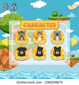 Wild animals game character illustration