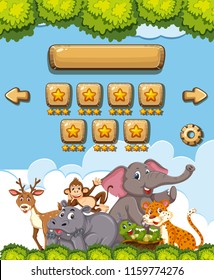 A wild animals game template illustration