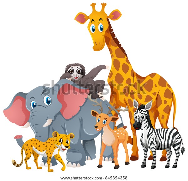 Wild Animals Group Illustration Stock Vector (Royalty Free) 645354358 ...