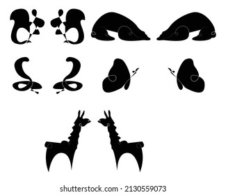 wild animals hand drawn line art snake cobra alpaca butterfly sleeping bear squirrel collection
