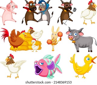 Wild animals with happy smile illustration